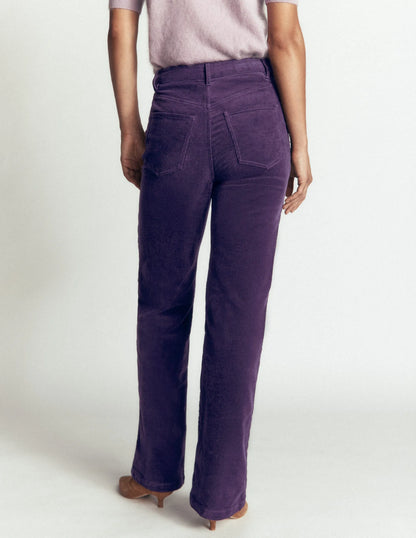High Rise Cord Column Jeans-Deep Grape