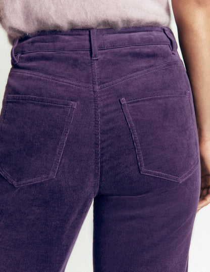 High Rise Cord Column Jeans-Deep Grape