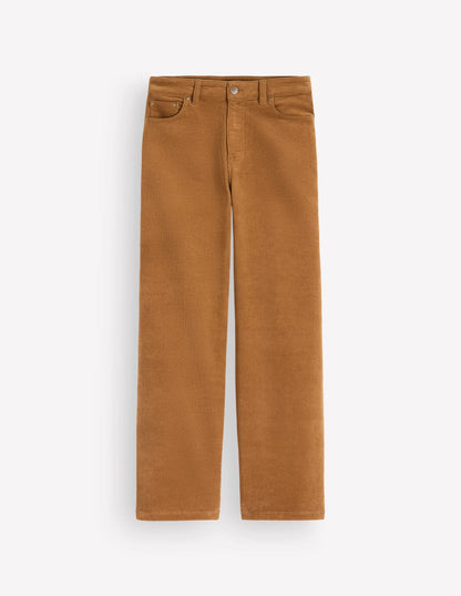 High Rise Cord Column Jeans-Gingerbread