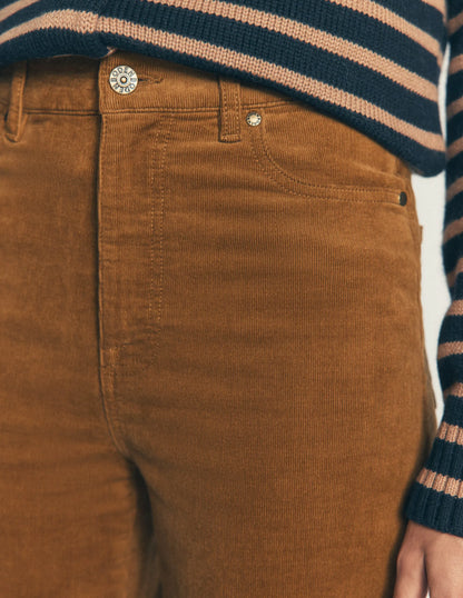 High Rise Cord Column Jeans-Gingerbread
