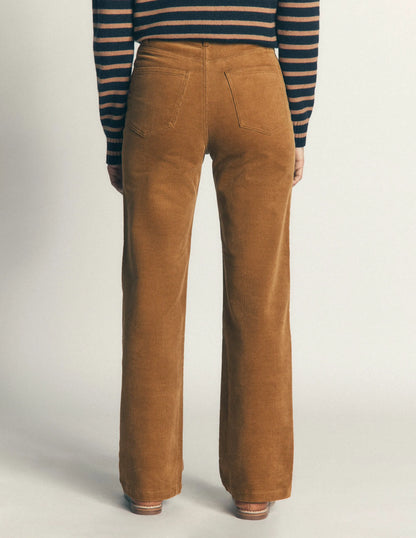 High Rise Cord Column Jeans-Gingerbread