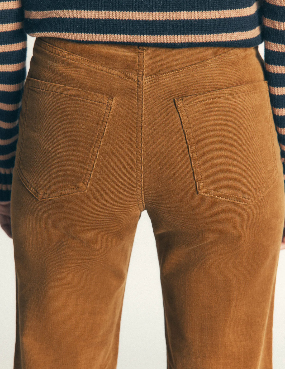 High Rise Cord Column Jeans-Gingerbread
