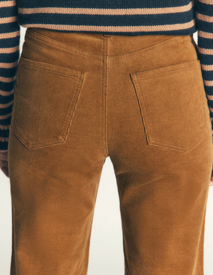 High Rise Cord Column Jeans-Gingerbread