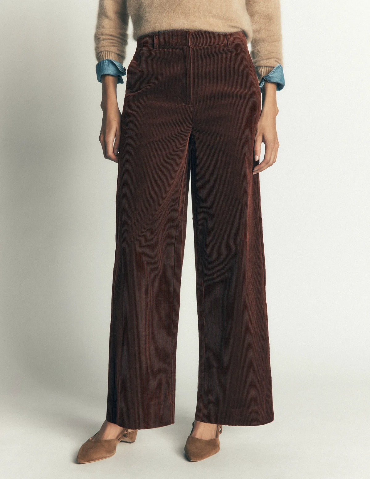 Belgravia Chunky Cord Pants-Bitter Chocolate