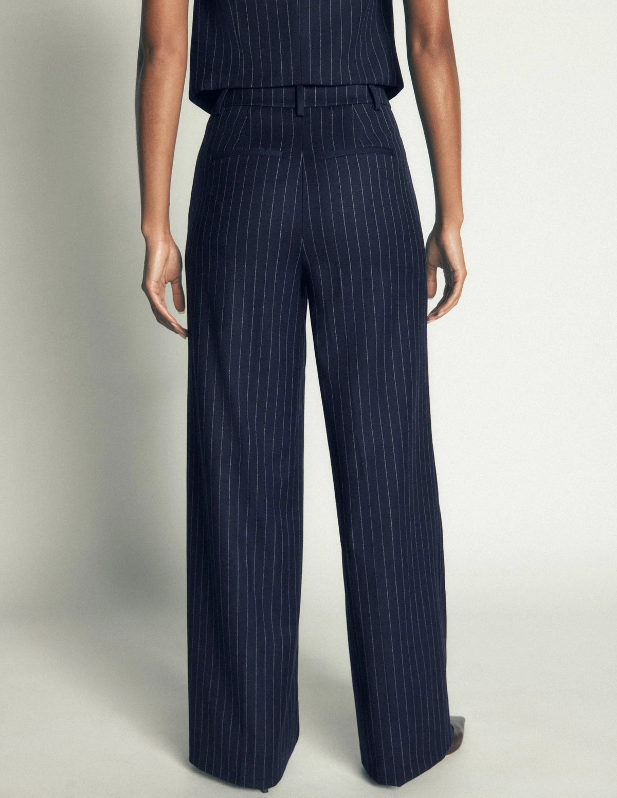 Belgravia Wool Blend Pants-Navy Pinstripe
