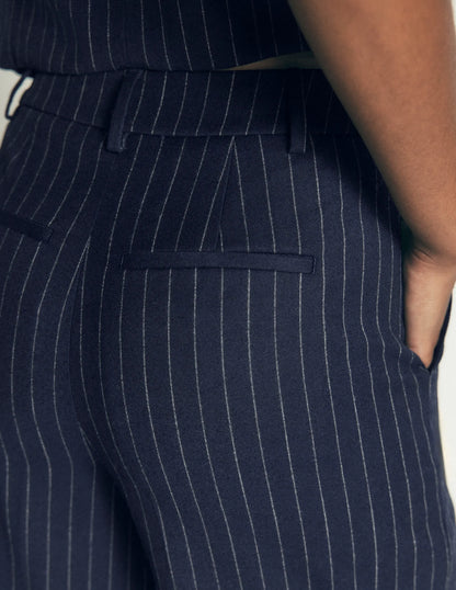 Belgravia Wool Blend Pants-Navy Pinstripe