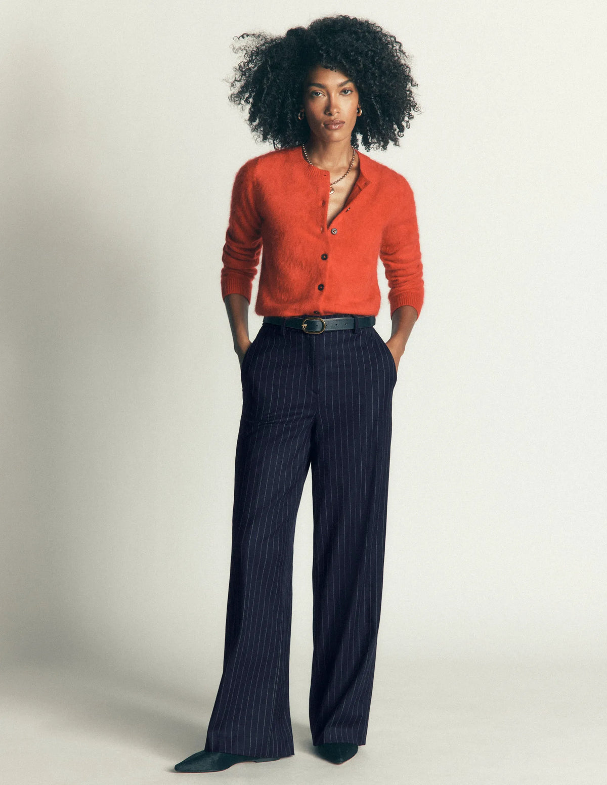 Belgravia Wool Blend Pants-Navy Pinstripe
