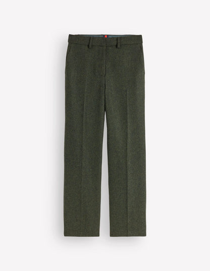 Canonbury Wool Blend Pants-Hunter Green Herringbone