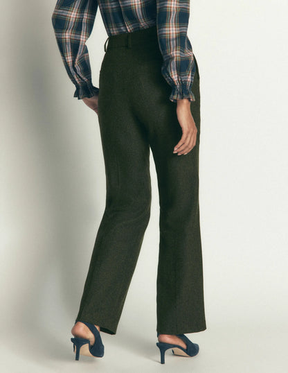 Canonbury Wool Blend Pants-Hunter Green Herringbone