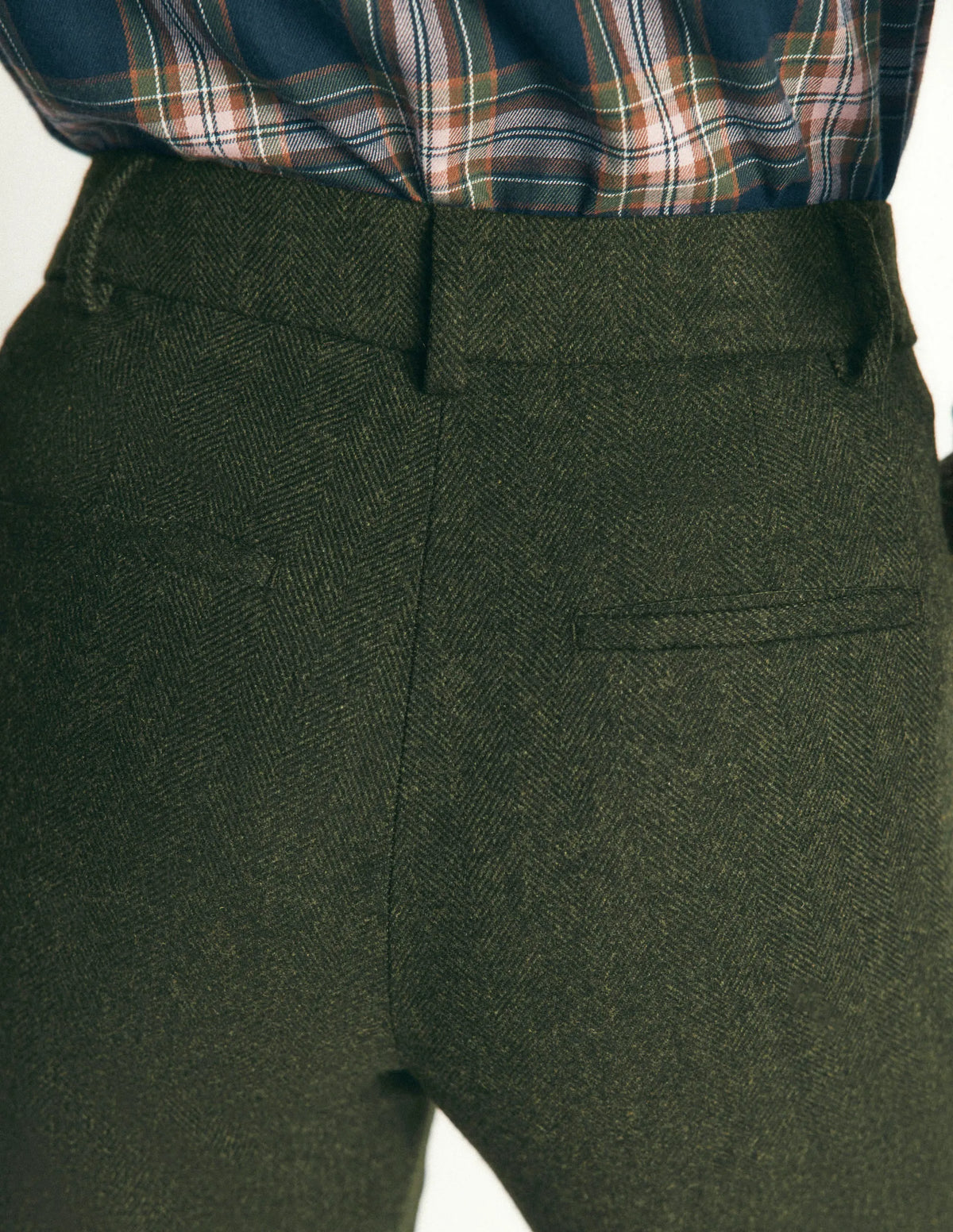 Canonbury Wool Blend Pants-Hunter Green Herringbone