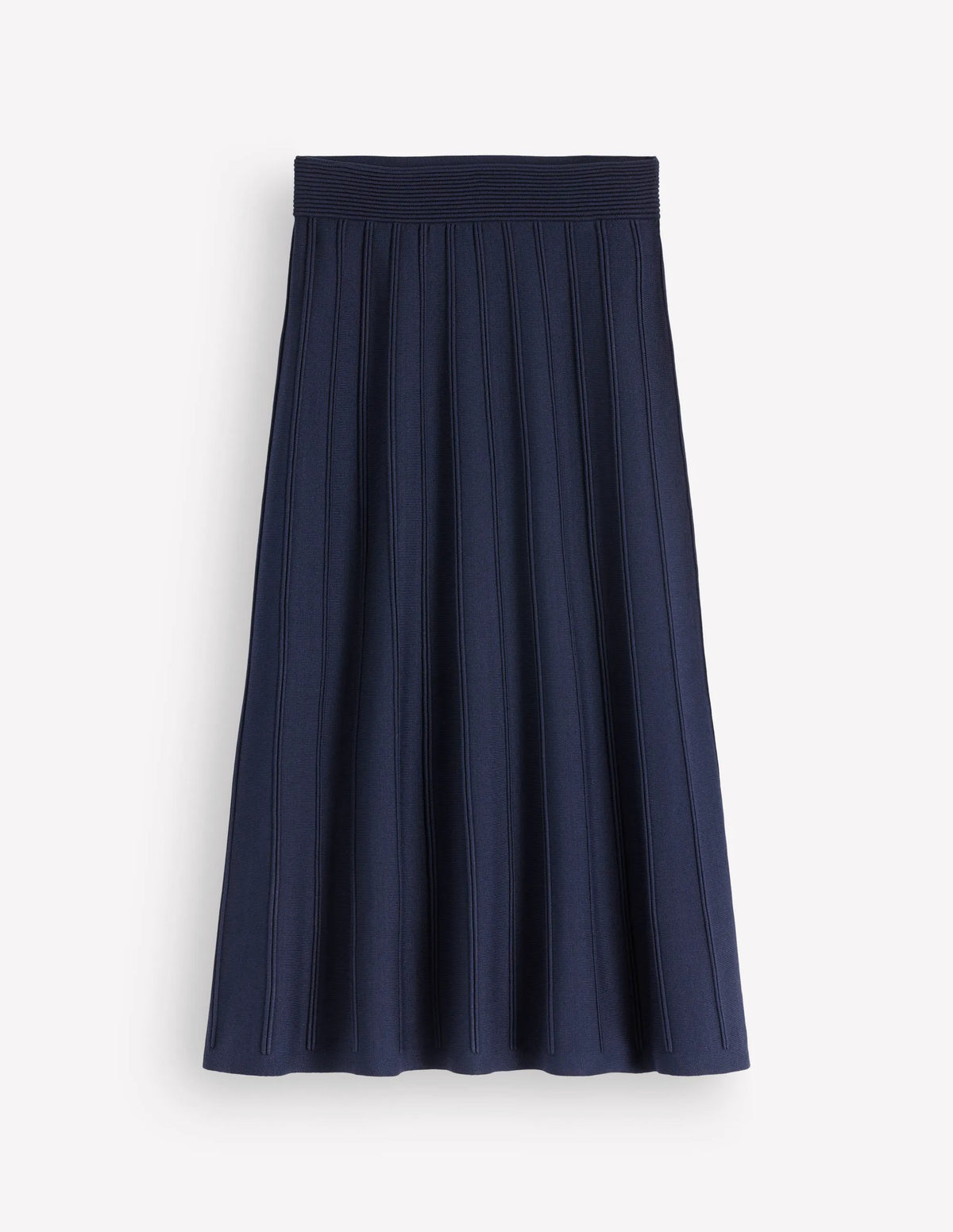 Ottoman Knitted Midi Skirt-Navy