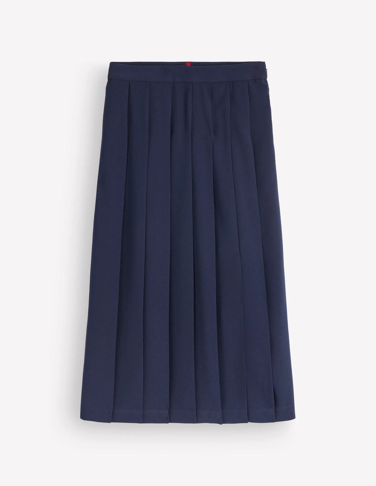 Pleat Side Split Midi Skirt-Navy