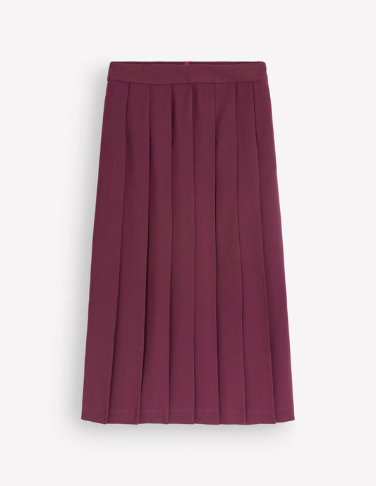 Pleat Side Split Midi Skirt-Dark Cherry