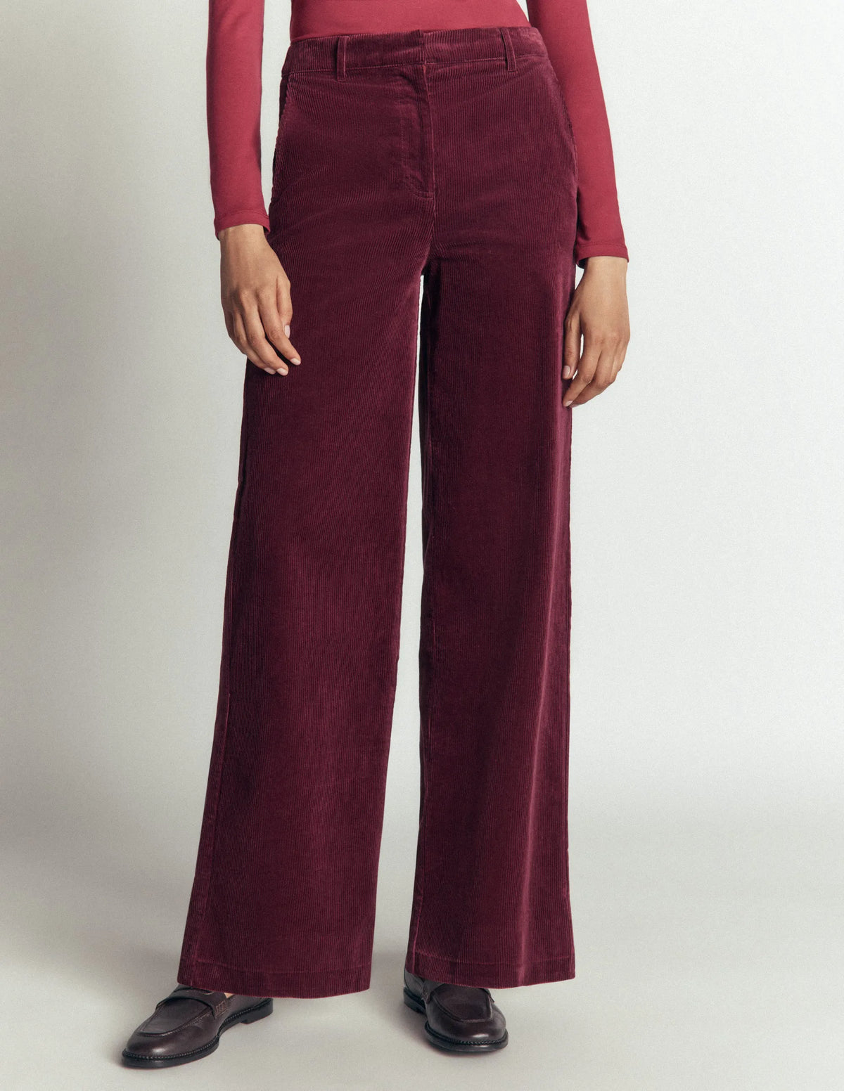 Belgravia Cord Pants-Dark Crimson