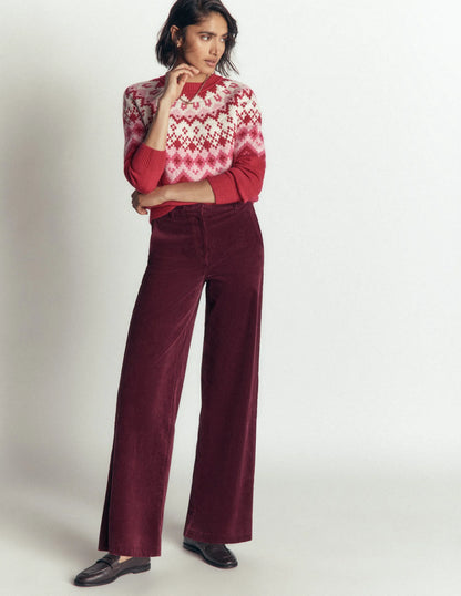 Belgravia Cord Pants-Dark Crimson