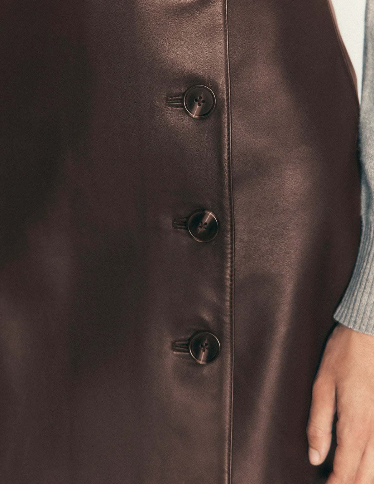 Evelyn Leather Wrap Skirt-Chocolate