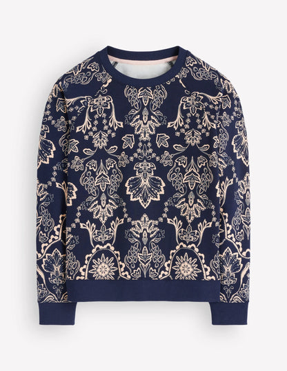 Rosa Printed Sweatshirt-Navy, Enchanted Flora