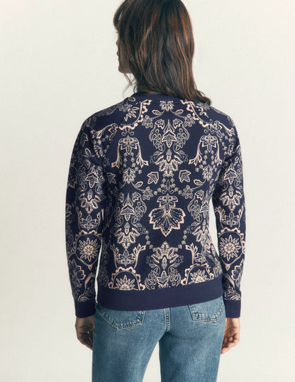 Rosa Printed Sweatshirt-Navy, Enchanted Flora