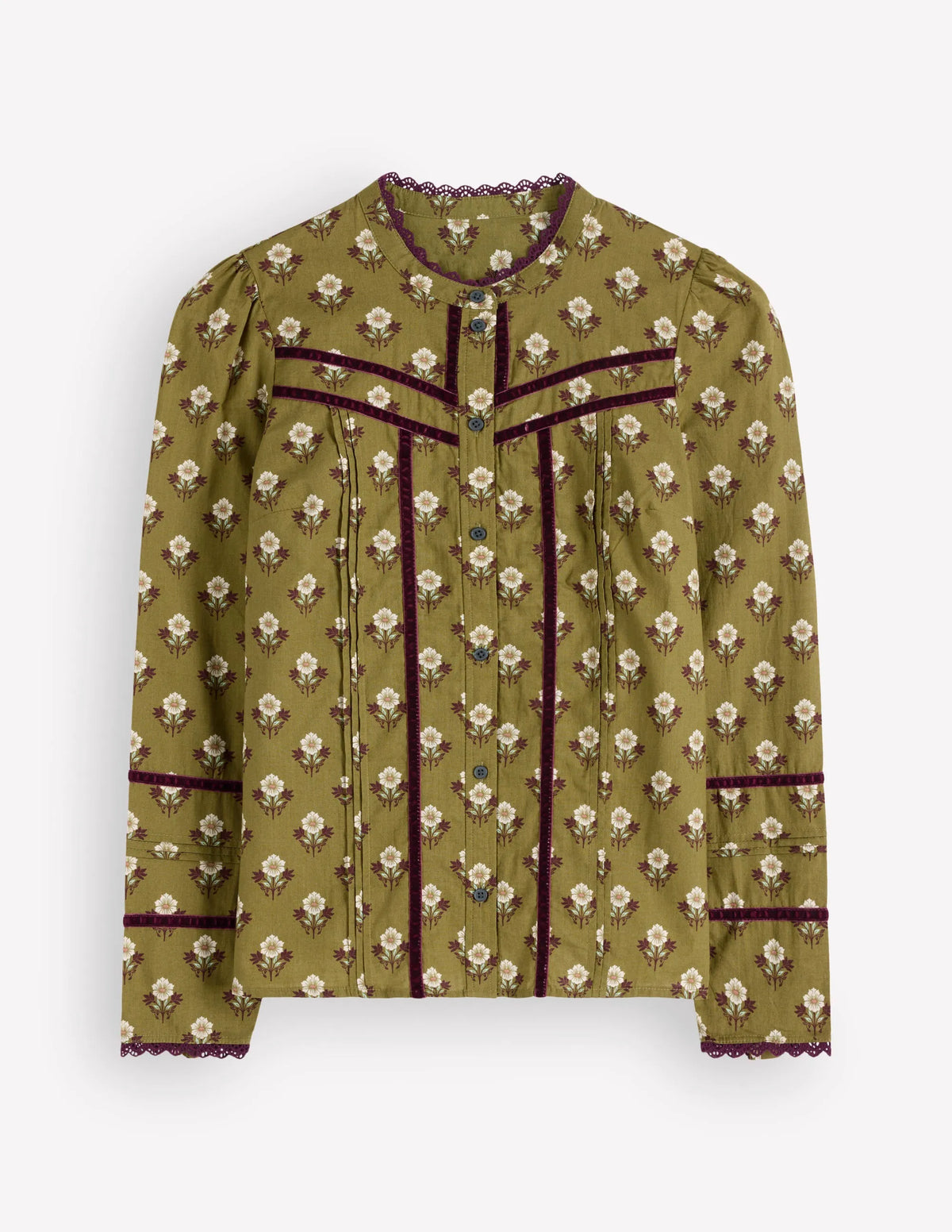 Carmen Trim Detail Top-Olive, Flourishing Sprig Stamp