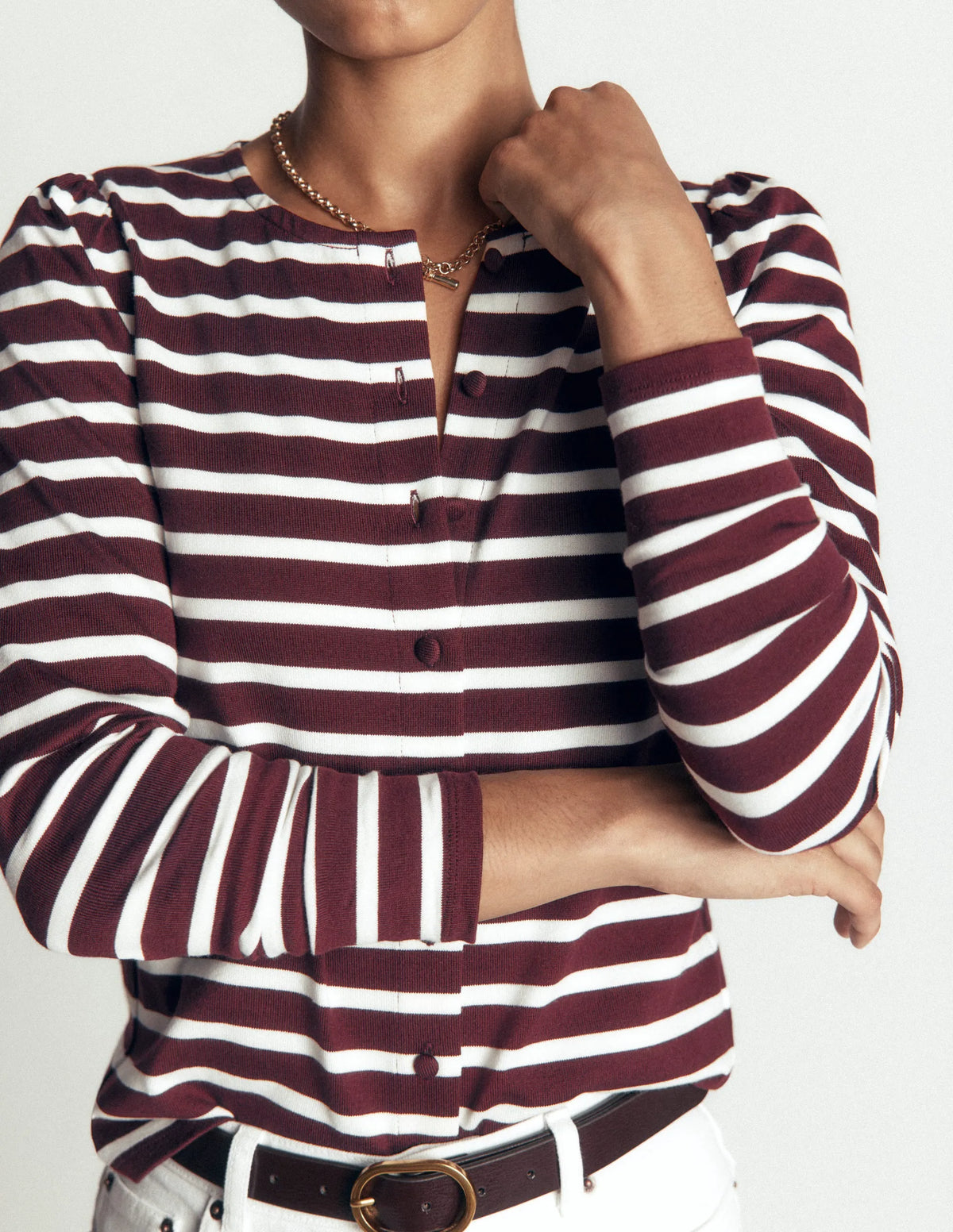 Iris Puff Sleeve Mariner-Winetasting/ Ivory