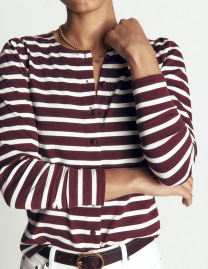 Iris Puff Sleeve Mariner-Winetasting/ Ivory