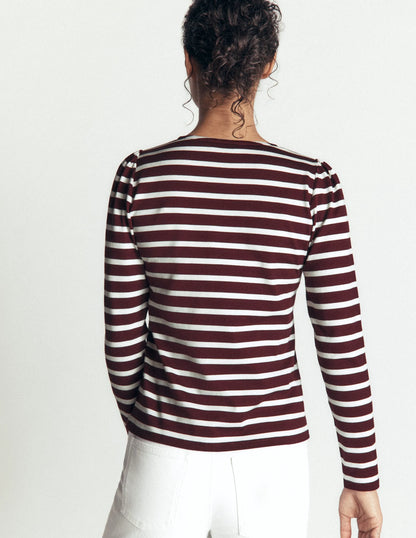 Iris Puff Sleeve Mariner-Winetasting/ Ivory
