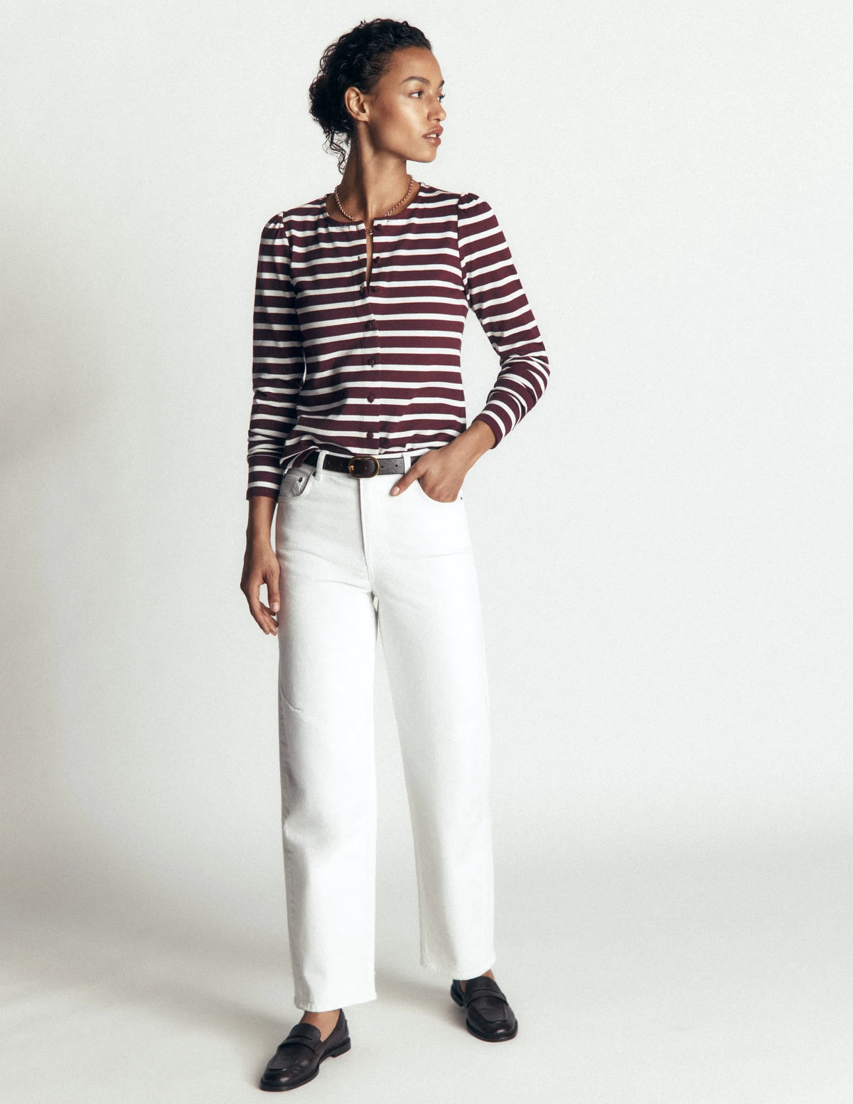 Iris Puff Sleeve Mariner-Winetasting/ Ivory