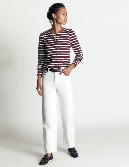 Iris Puff Sleeve Mariner-Winetasting/ Ivory