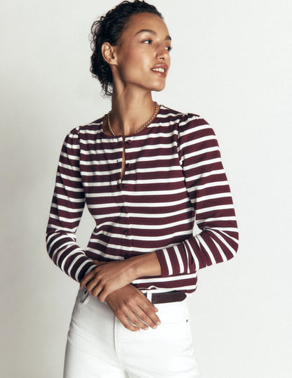Iris Puff Sleeve Mariner-Winetasting/ Ivory