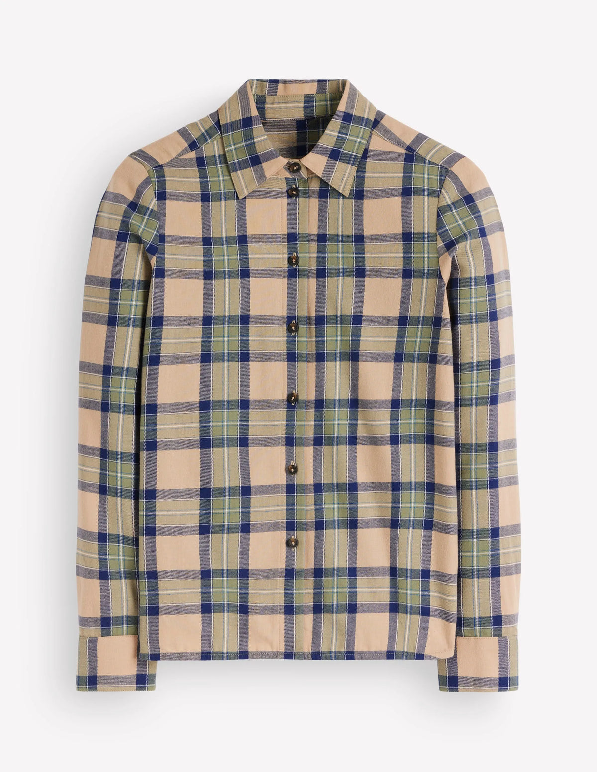 The New Sienna Cotton Shirt-Camel, Navy, Green Check