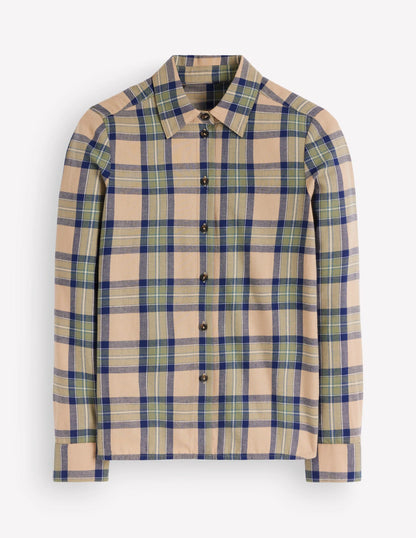 The New Sienna Cotton Shirt-Camel, Navy, Green Check