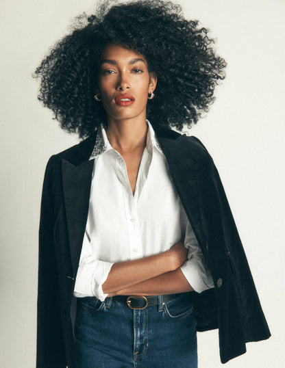 The New Sienna Cotton Shirt-White, Jewel Collar