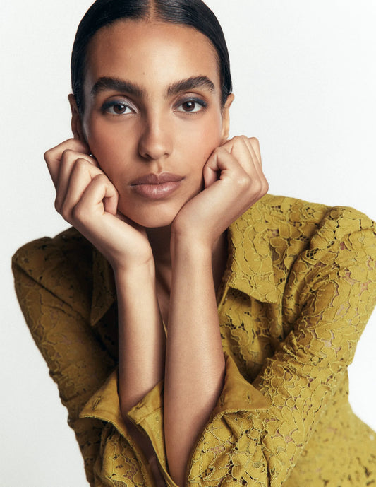 Julia Darted Lace Shirt-Olive
