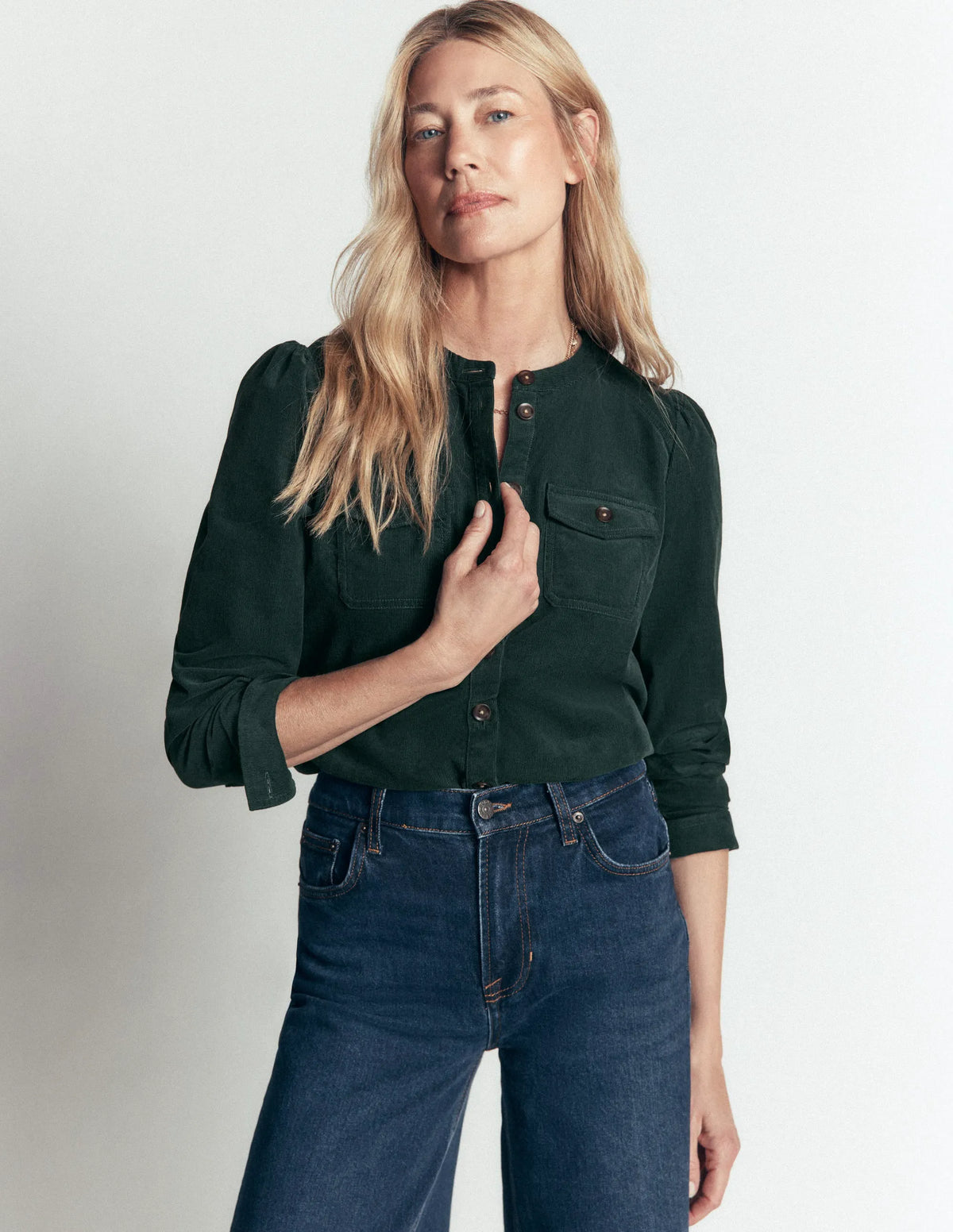 Thea Cord Shirt-Midnight Teal