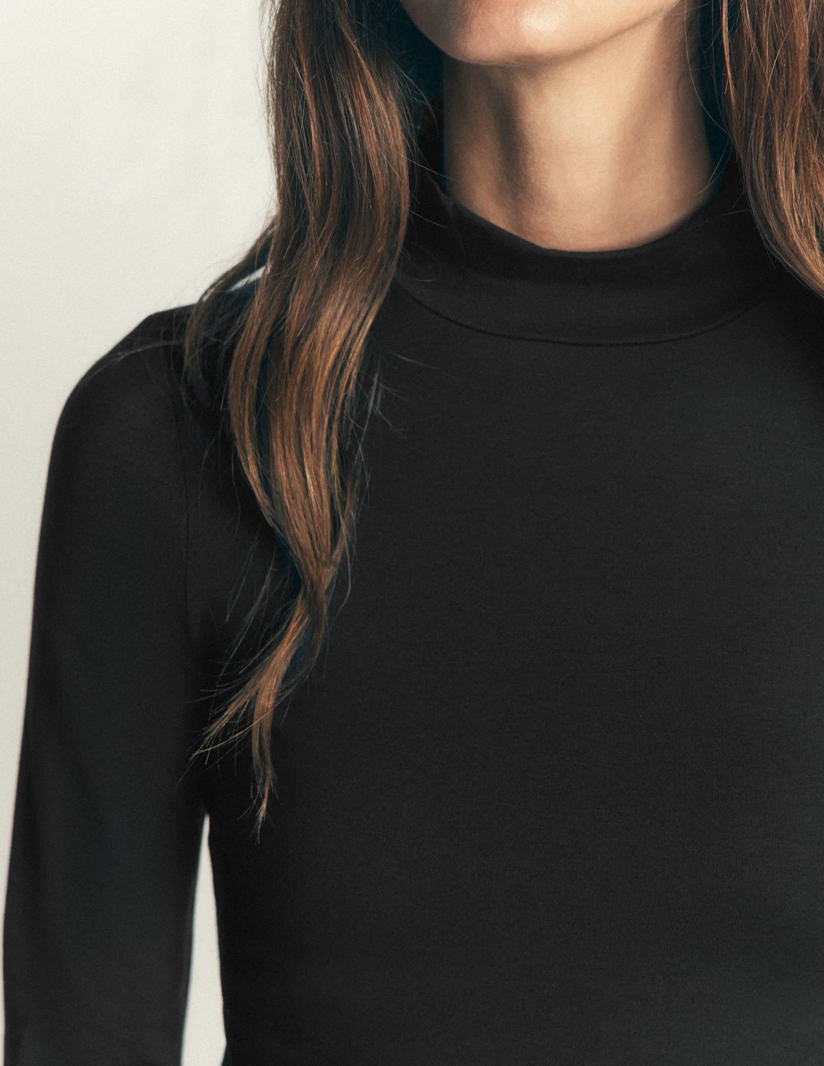 High Neck Jersey Top-Black