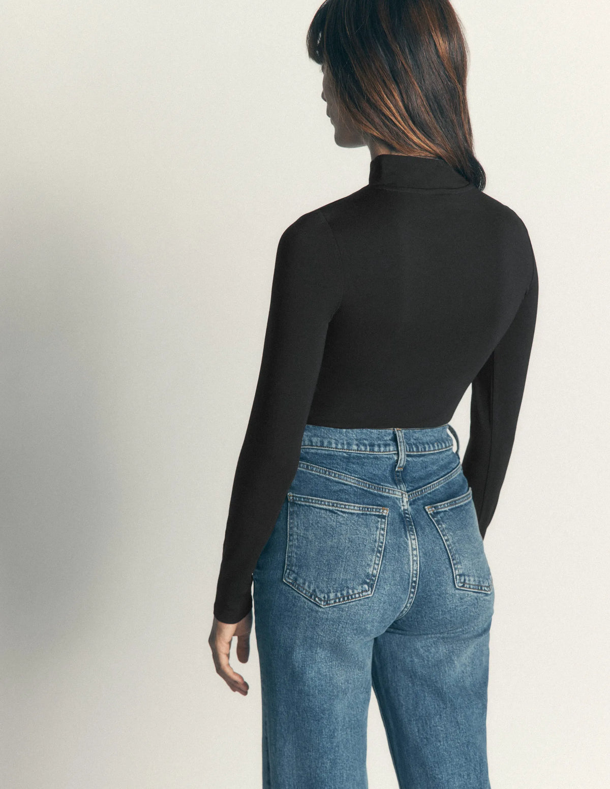 High Neck Jersey Top-Black