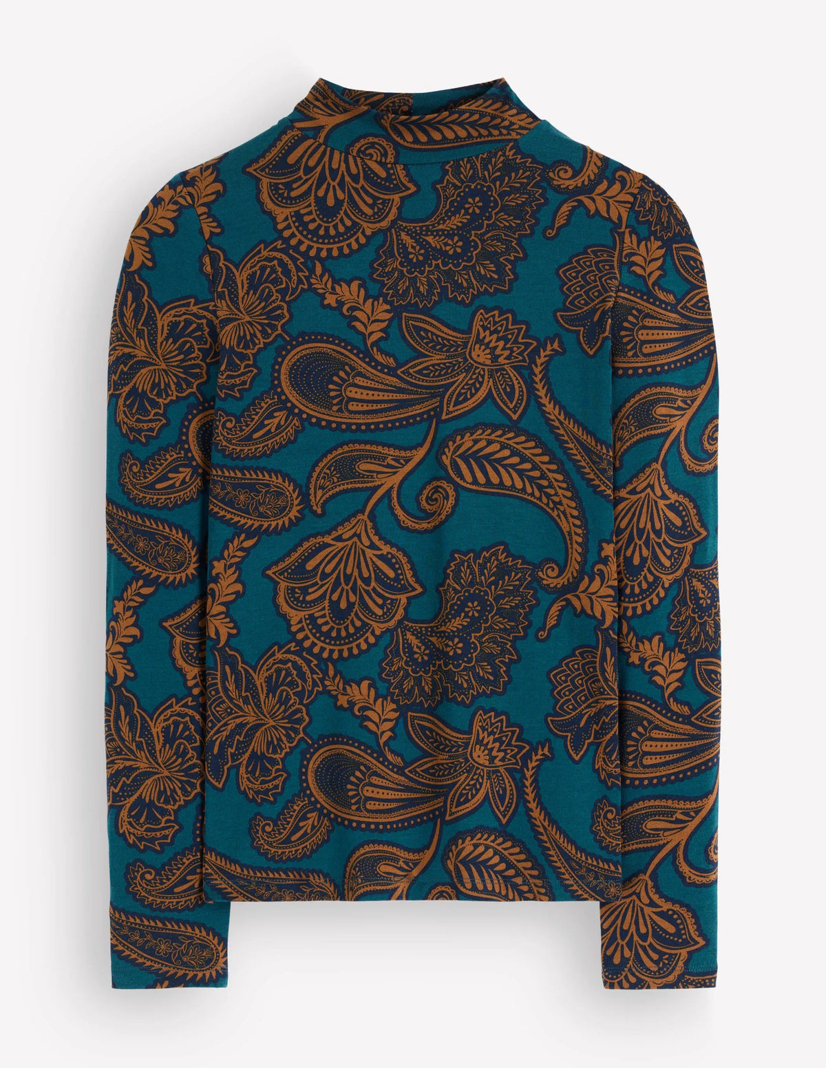 High Neck Jersey Top-Legion Blue, Paisley Bouquet