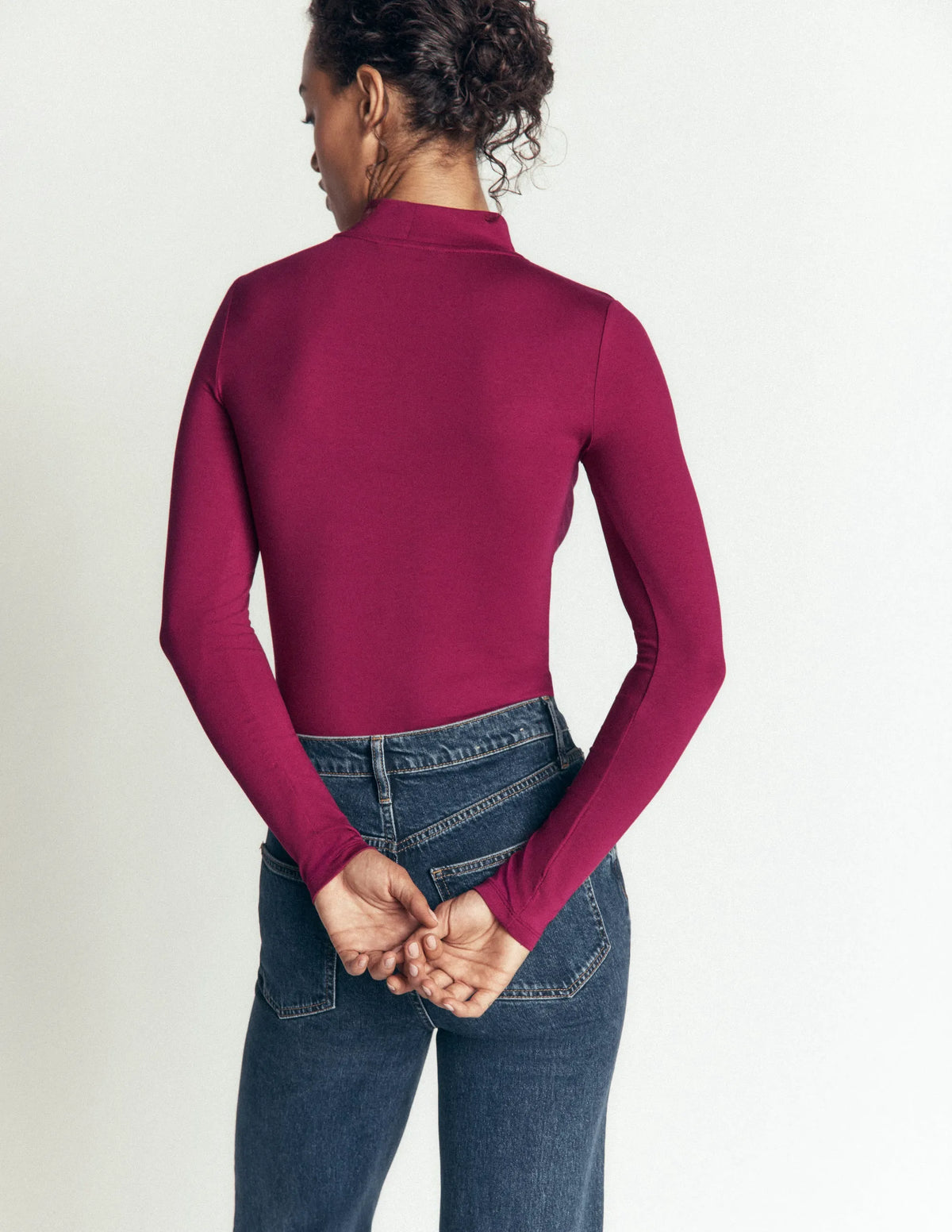 High Neck Jersey Top-Beet Red