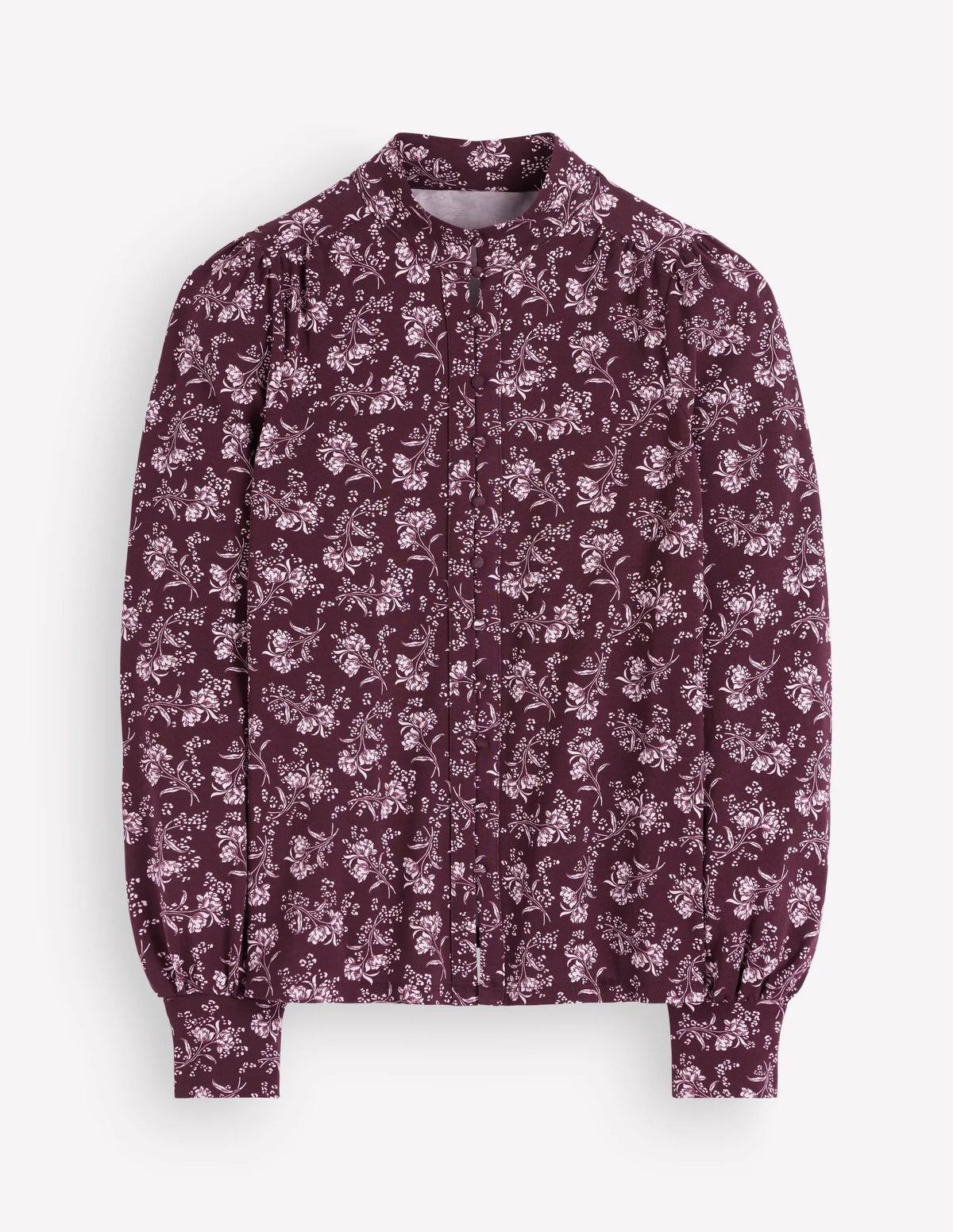 Isla Funnel Neck Button Blouse-Fudge, Enchanted Sprigs