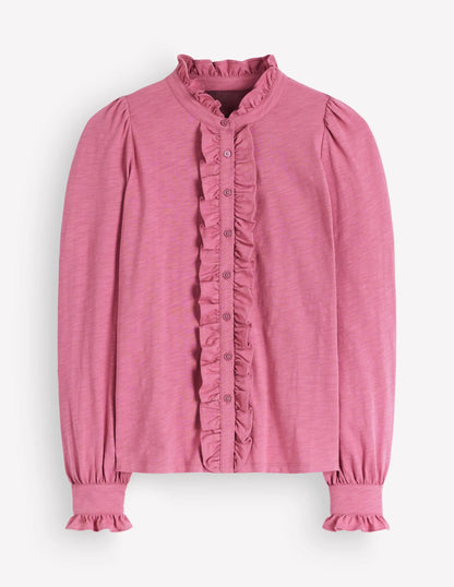 Jersey Frill Blouse-Pink Heather
