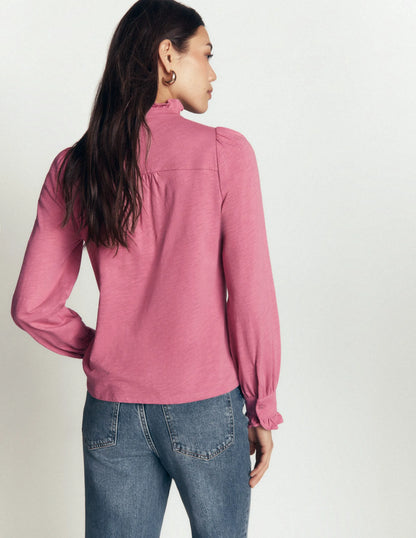 Jersey Frill Blouse-Pink Heather