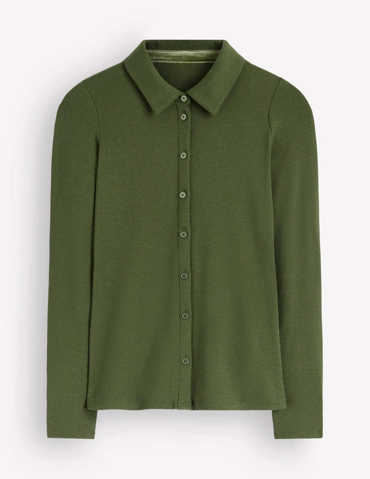 Jersey Velvet Ribbed Shirt-Forest Green