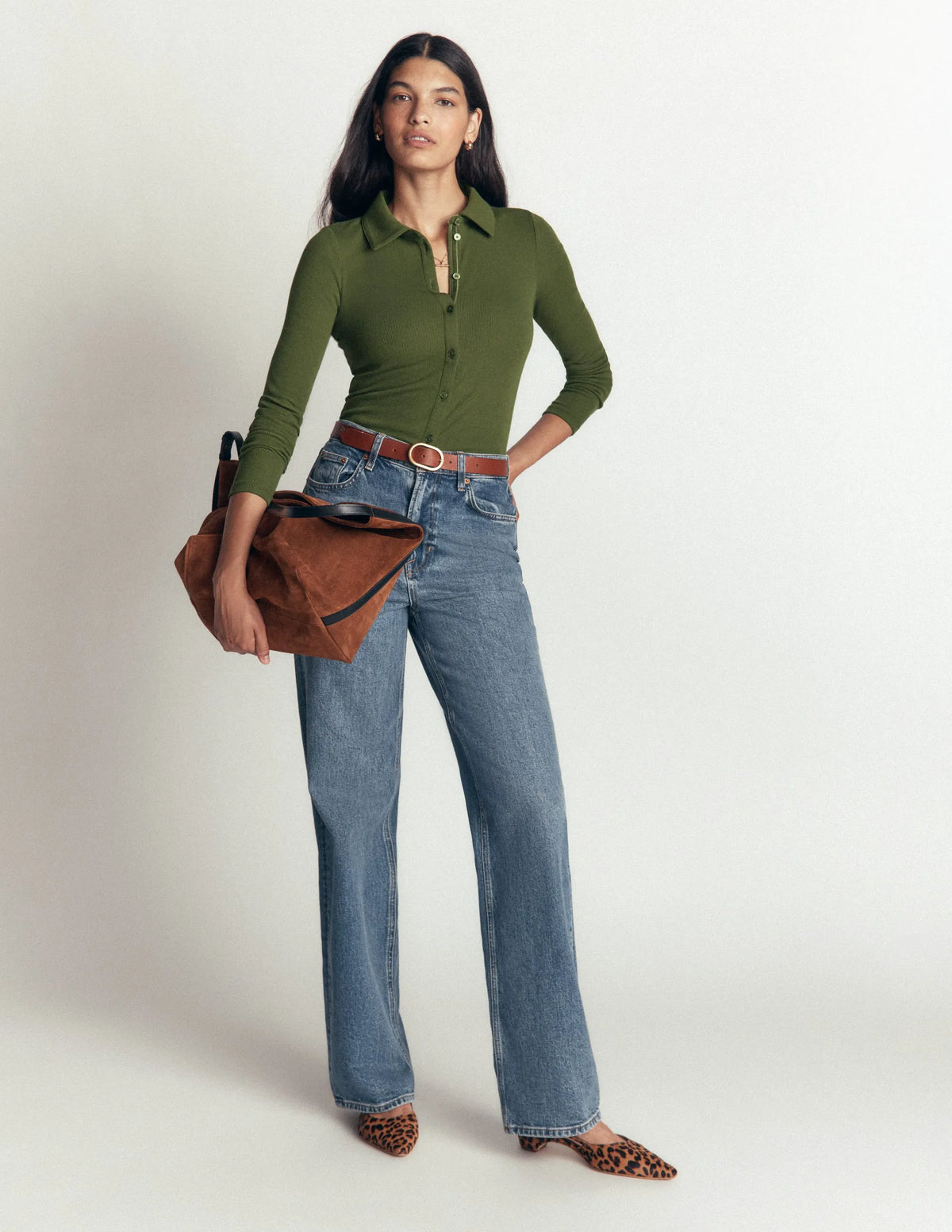 Jersey Velvet Ribbed Shirt-Forest Green