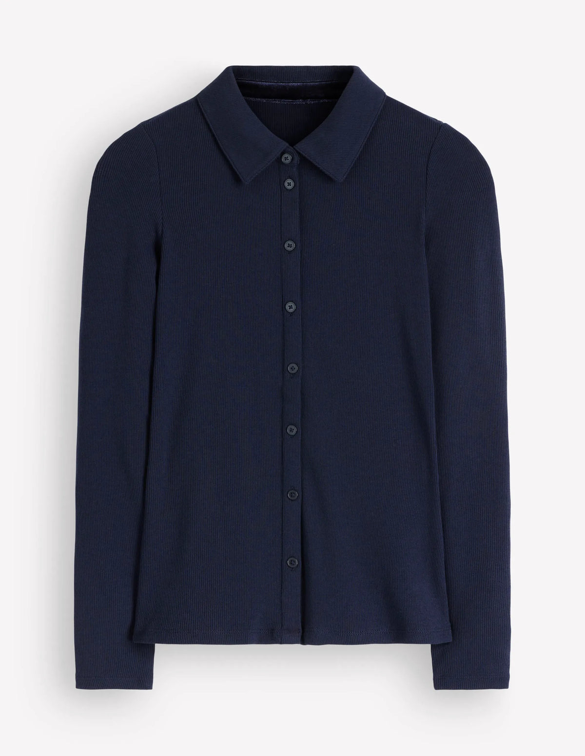 Jersey Velvet Ribbed Shirt-Navy