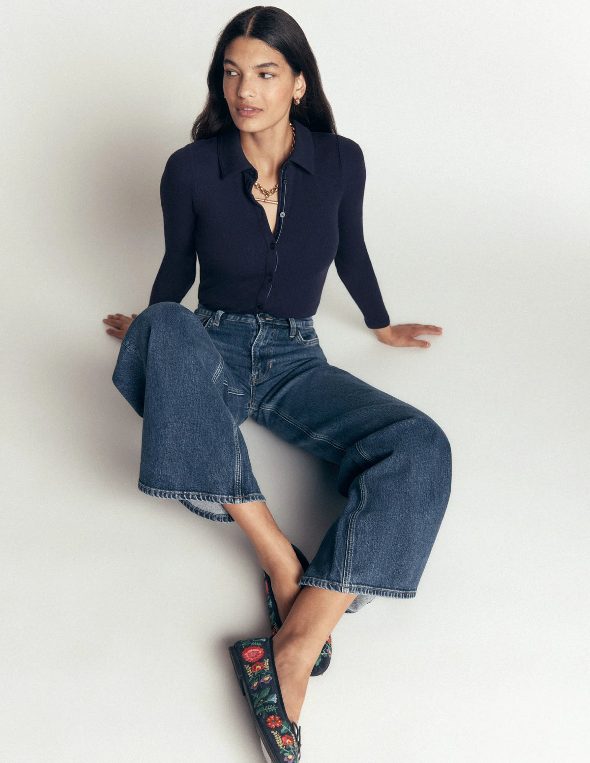 Jersey Velvet Ribbed Shirt-Navy