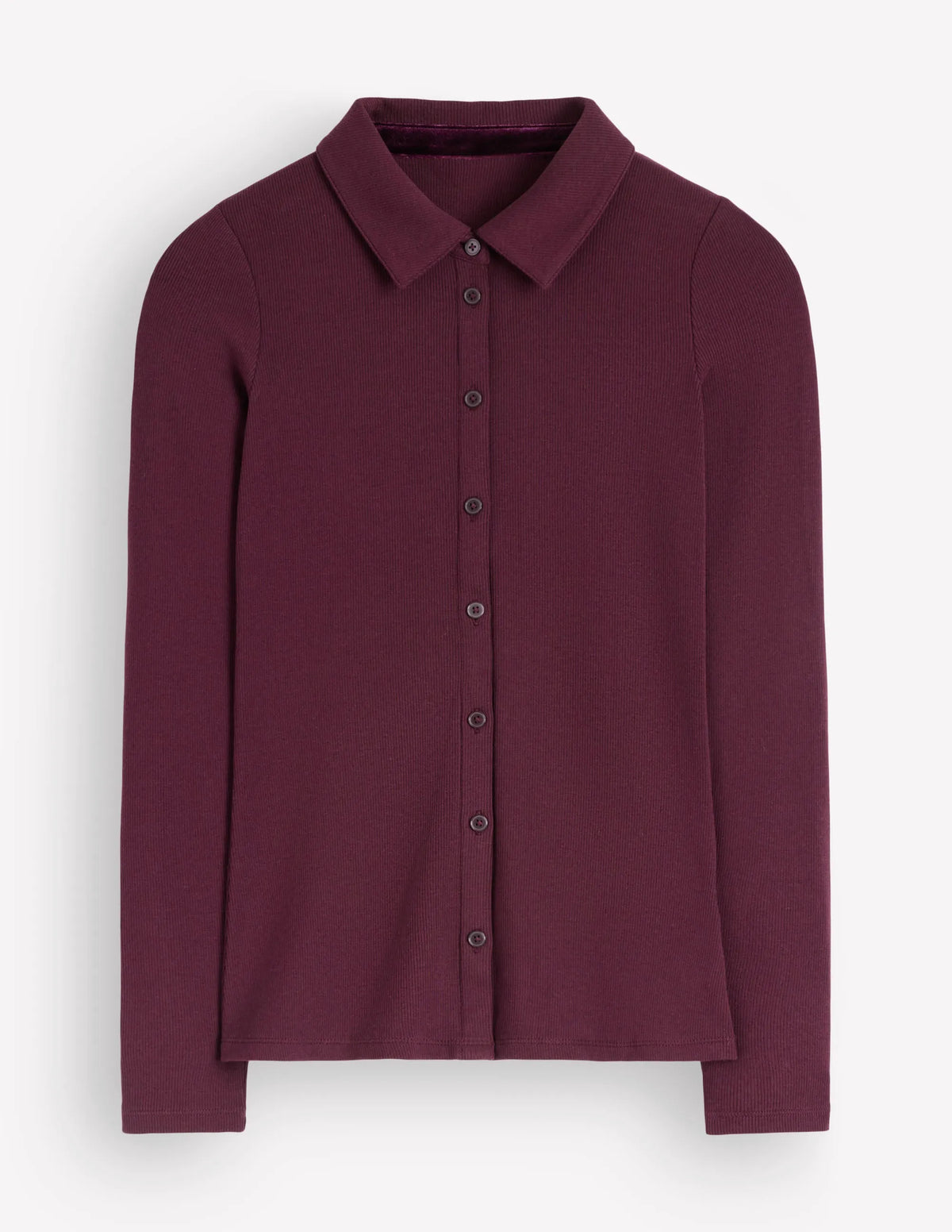 Jersey Velvet Ribbed Shirt-Dark Cherry