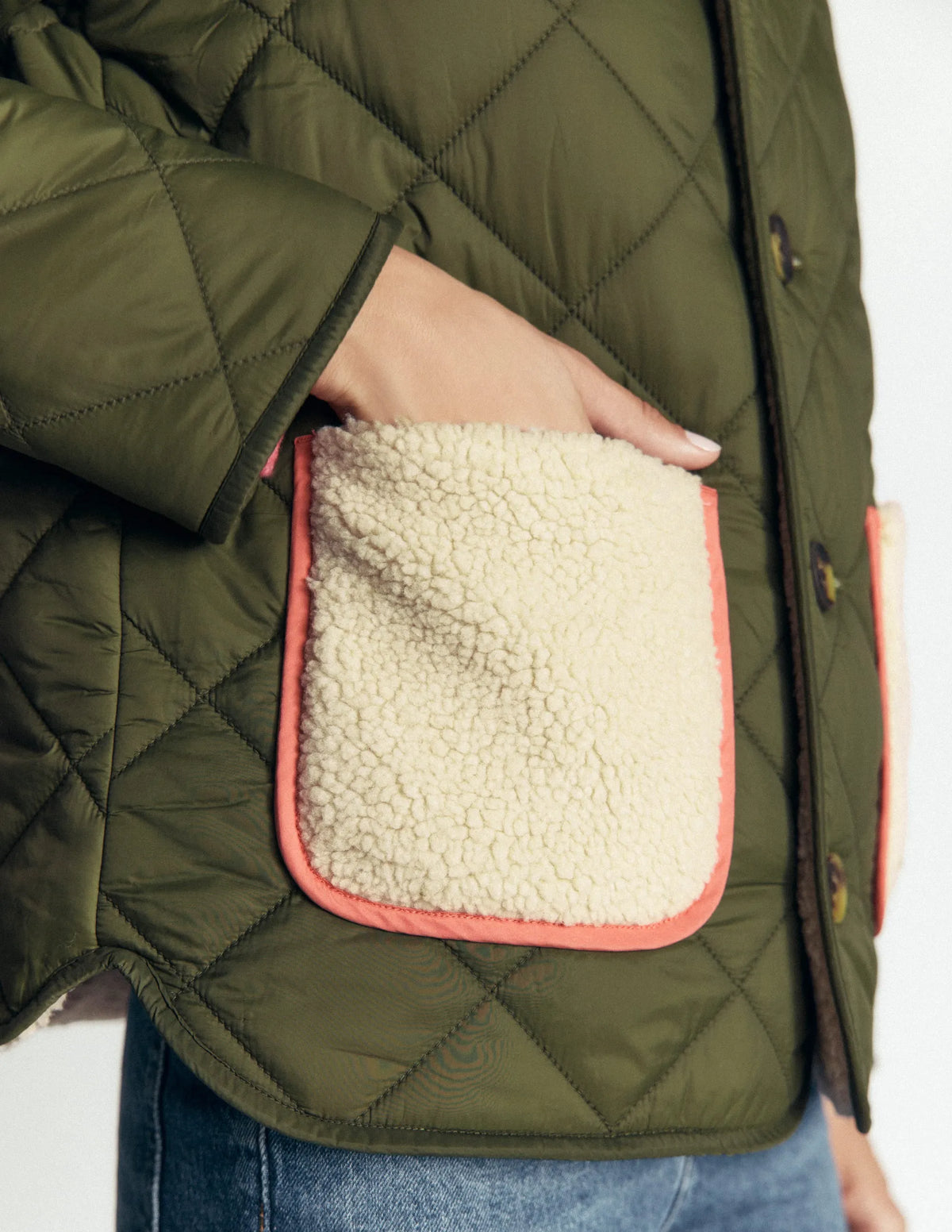 Reversible Borg Mix Coat-Woodland Green