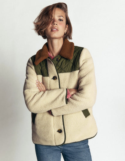 Reversible Borg Mix Coat-Woodland Green