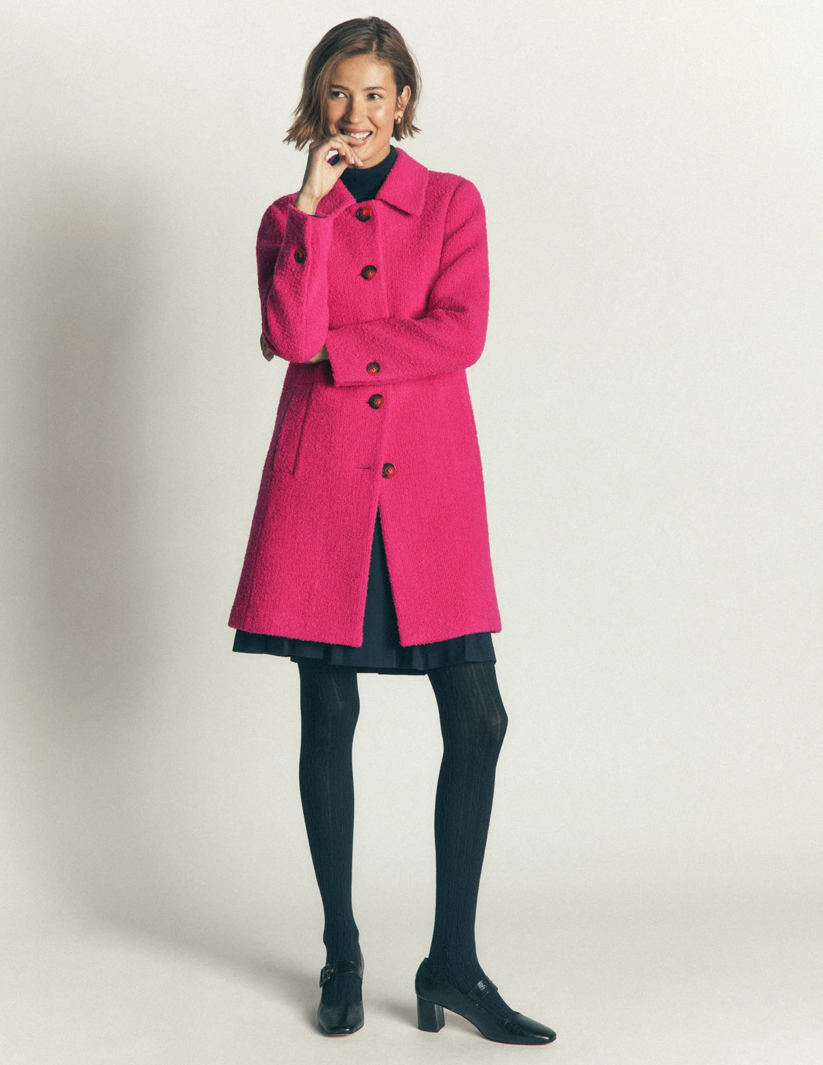 Aylesford Wool Coat-Bright Pink