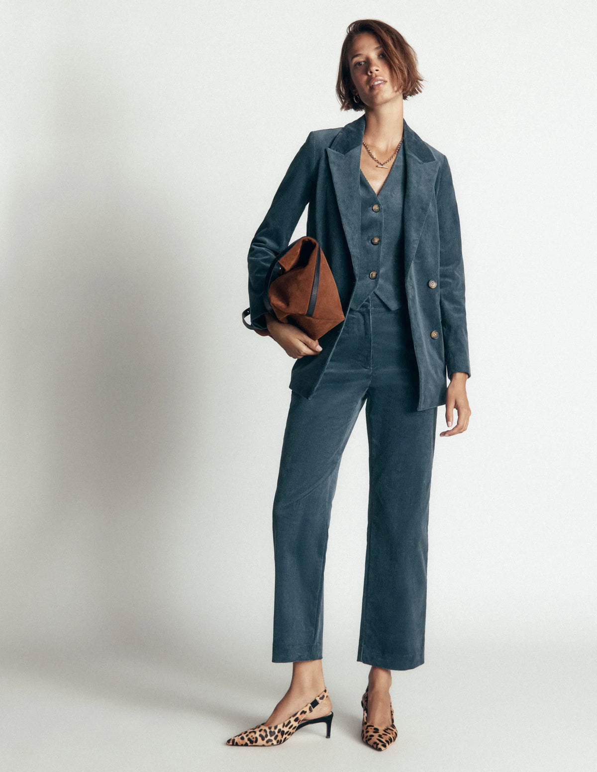 Double Breasted Blazer-Storm Blue